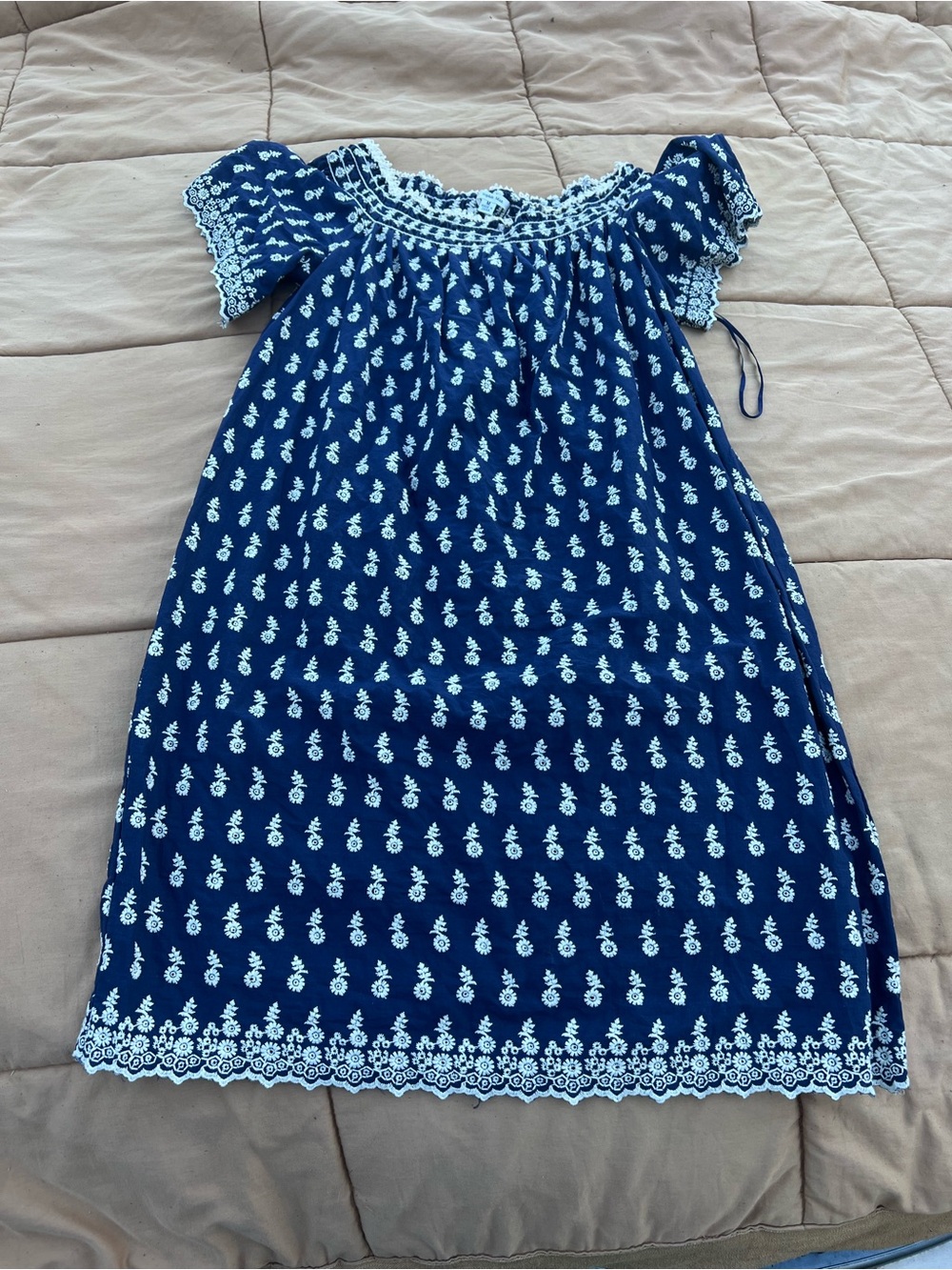 NWT Sophie Max Navy/Cream Embroidered Tunic Boho Dress Size M